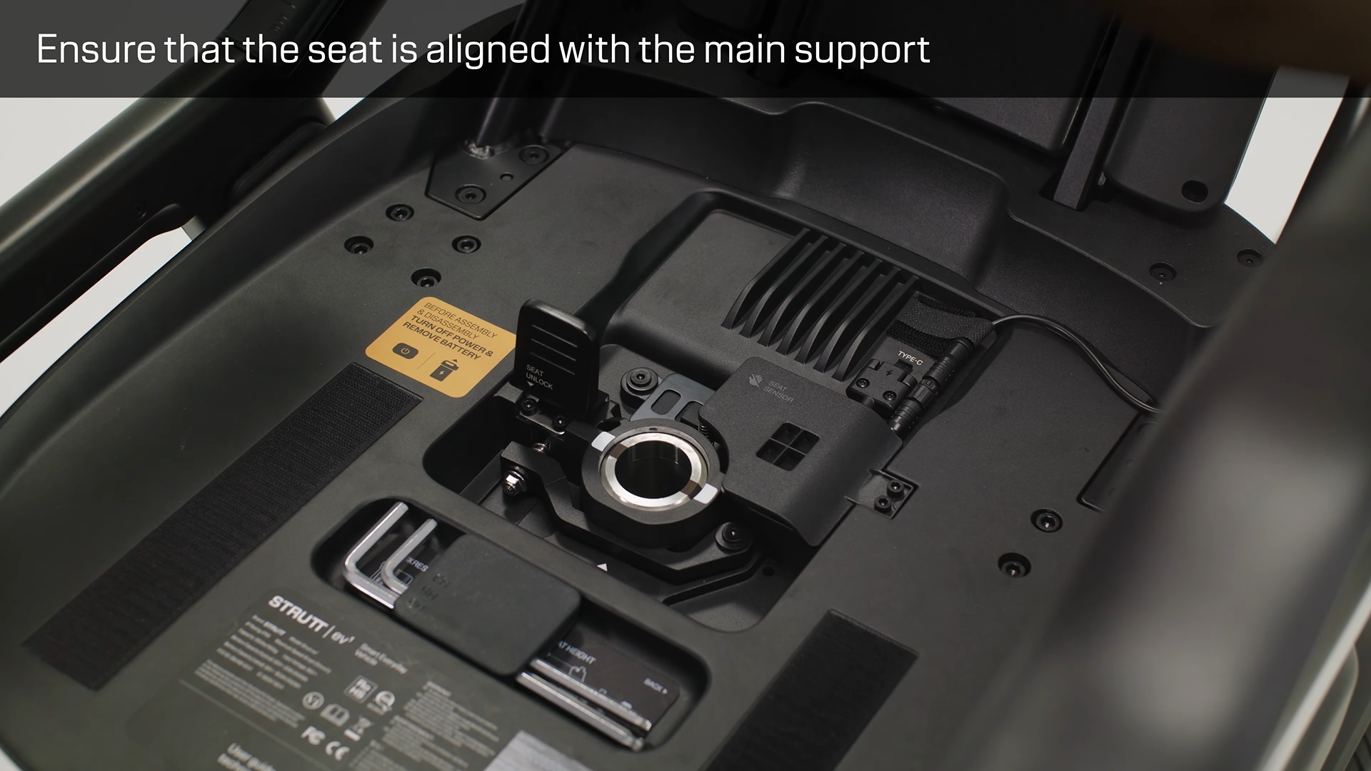 Align the seat with the main support