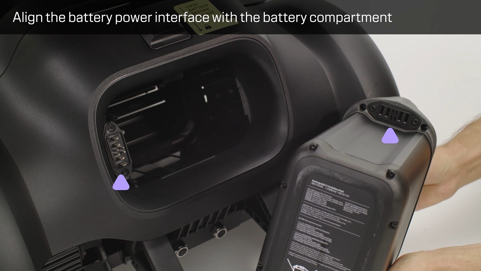 Align and install the battery