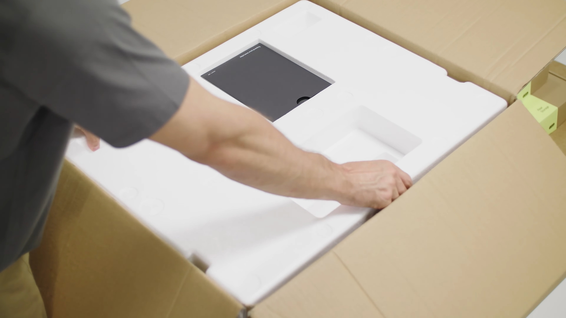 Open the package and remove the top protection